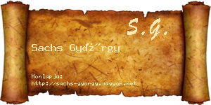 Sachs György névjegykártya